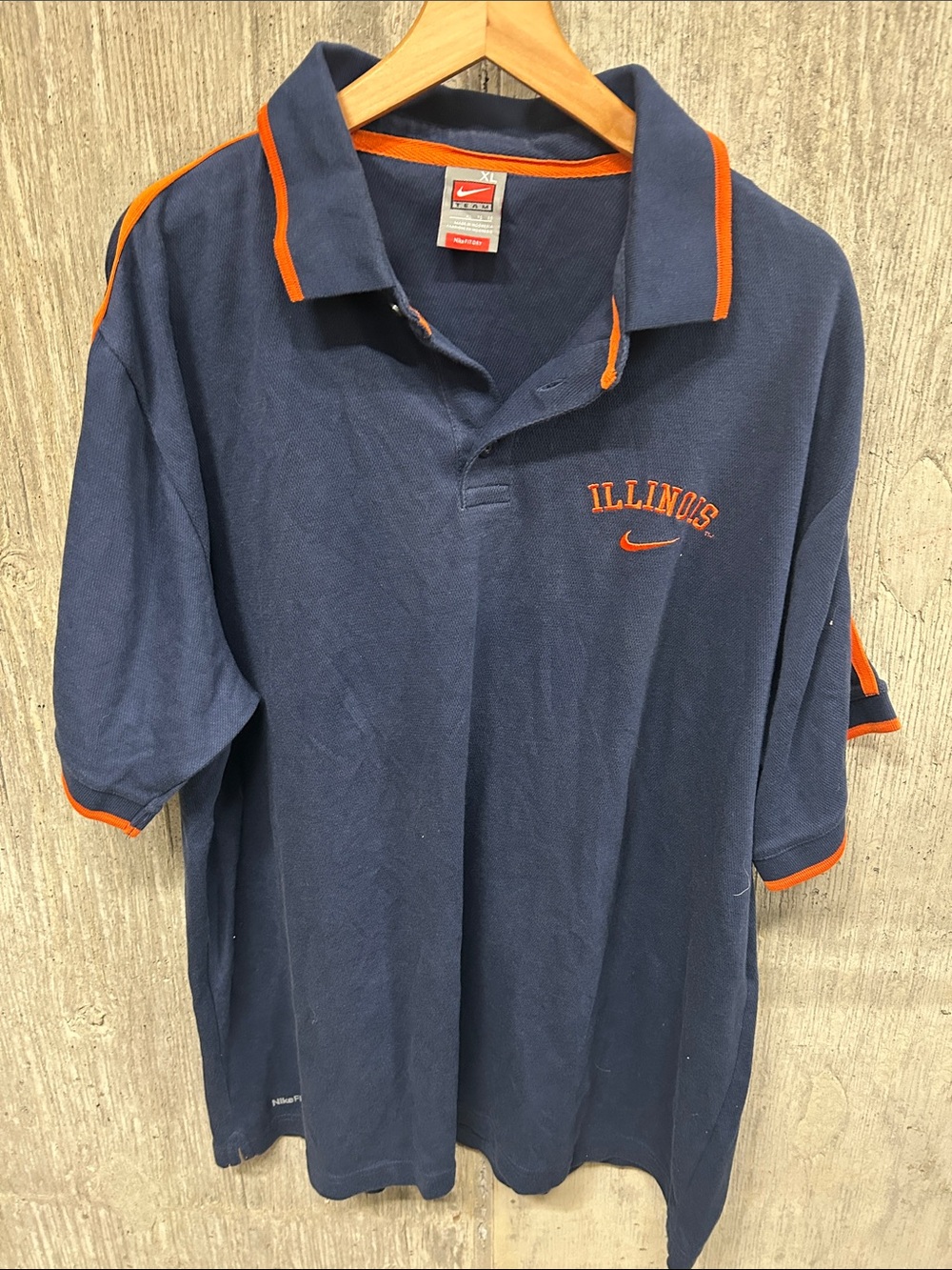Nike Men’s Navy Polo with Orange Trim and University of Illinois Script XL